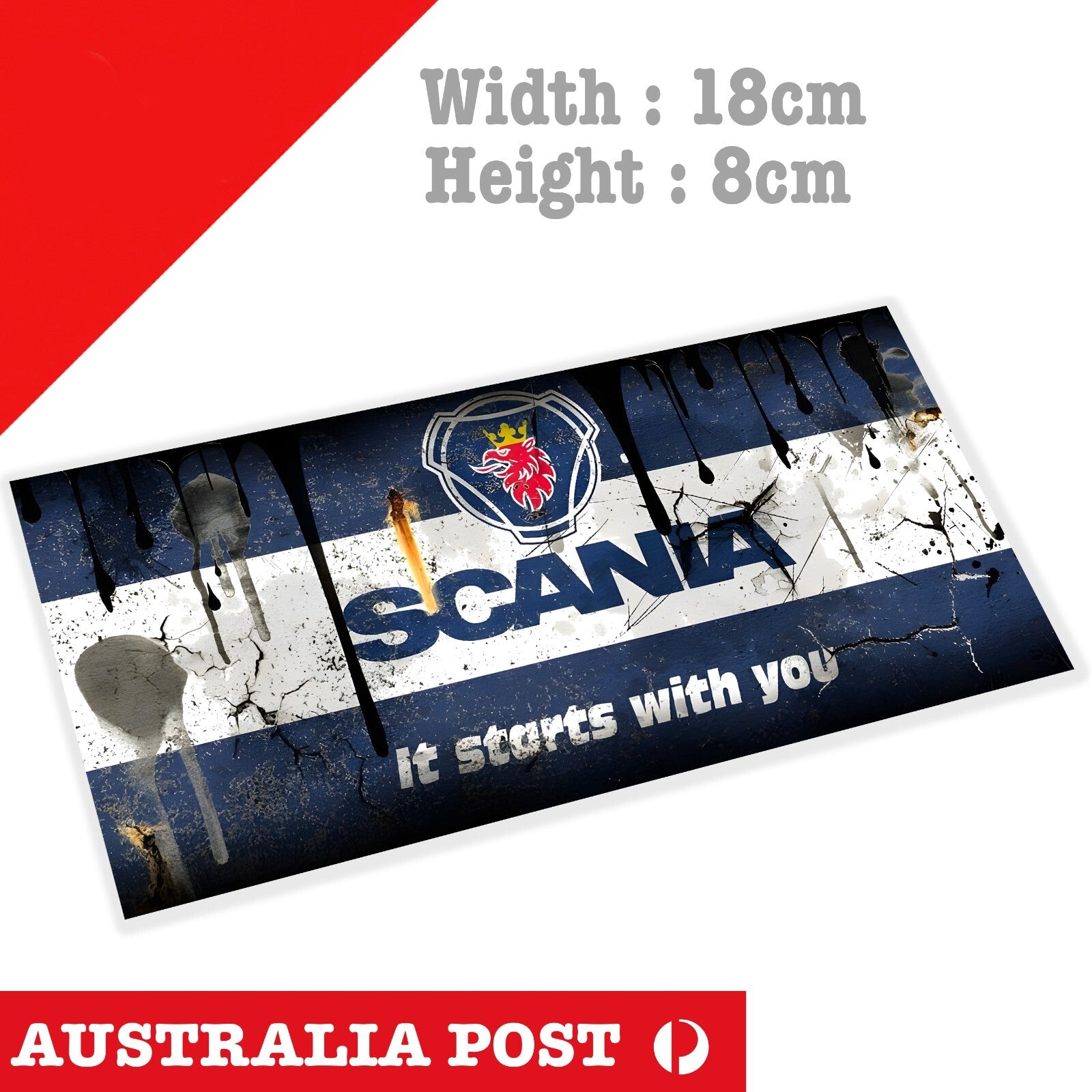 SCANIA Banner Logo Damaged, Rusted, Dirty Sign Sticker