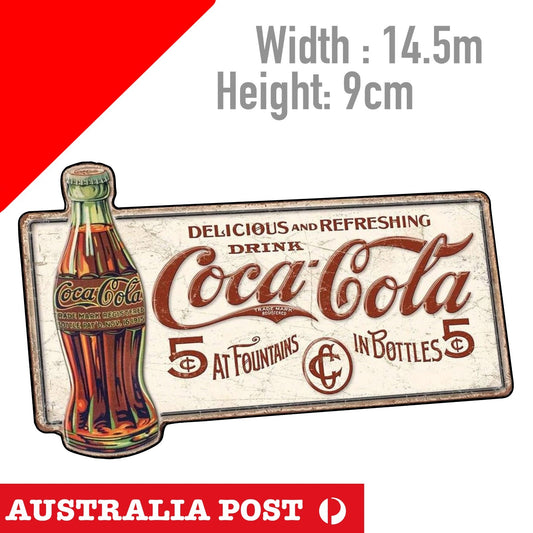 Coca Cola Old Vintage Retro Sign- DELICIOUS REFRESHING Rustic Style Sticker