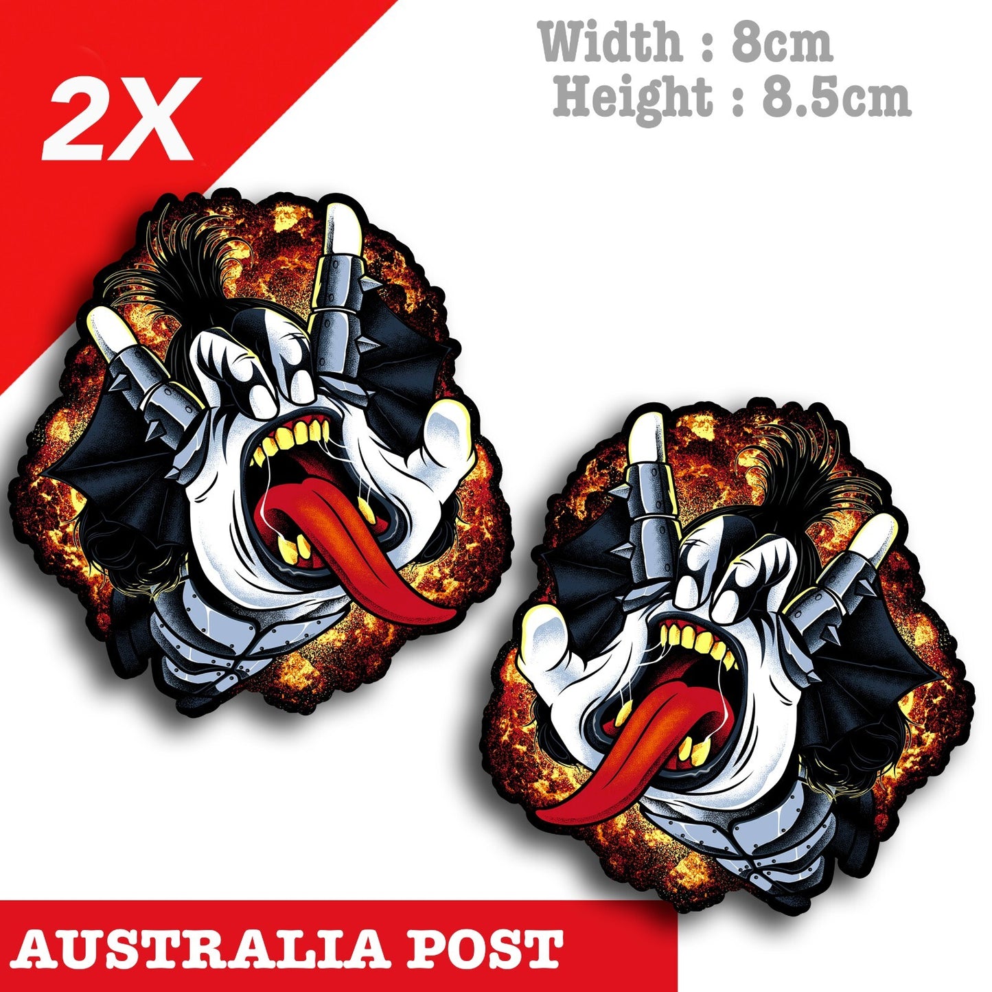 KISS ROCK Band Logo , KISS Gene Simmons Tongue hand  Decal Sticker