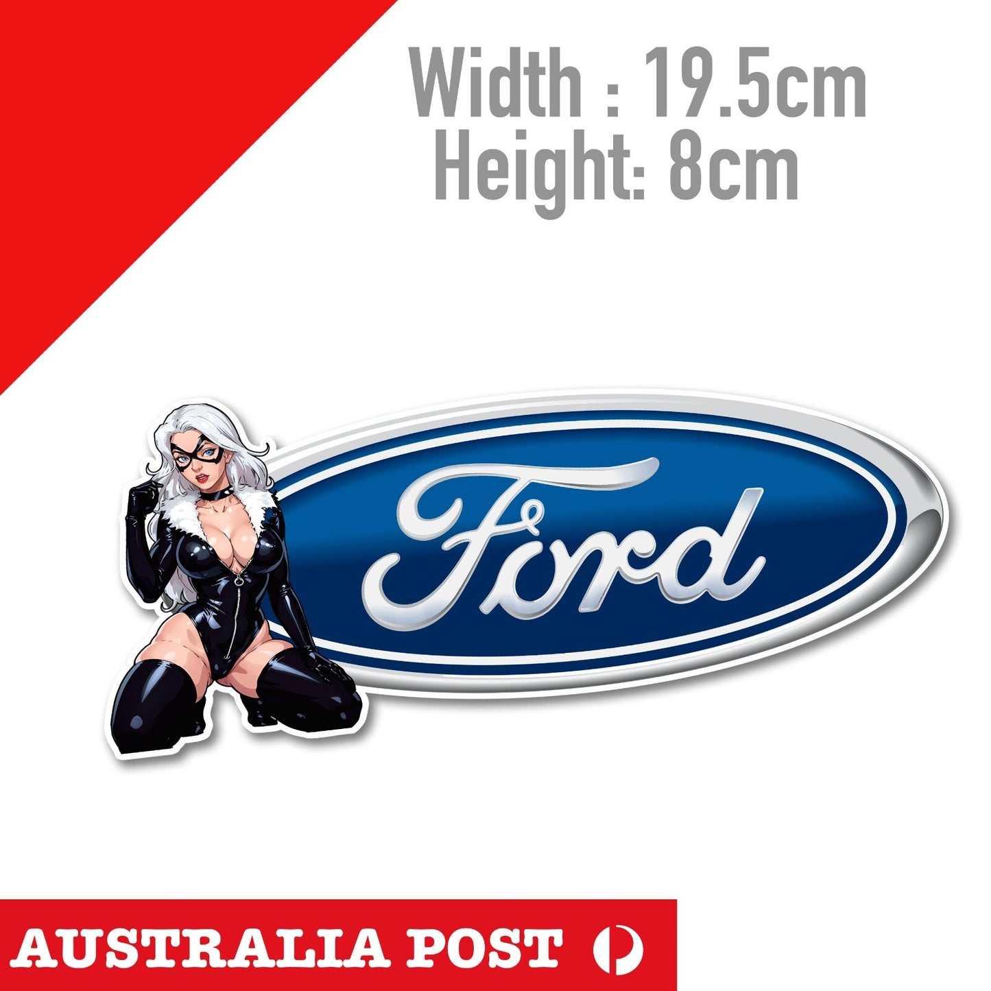 Sexy Pin Up Girl Black Leather Pin Up Girl  Ford Logo Stickers