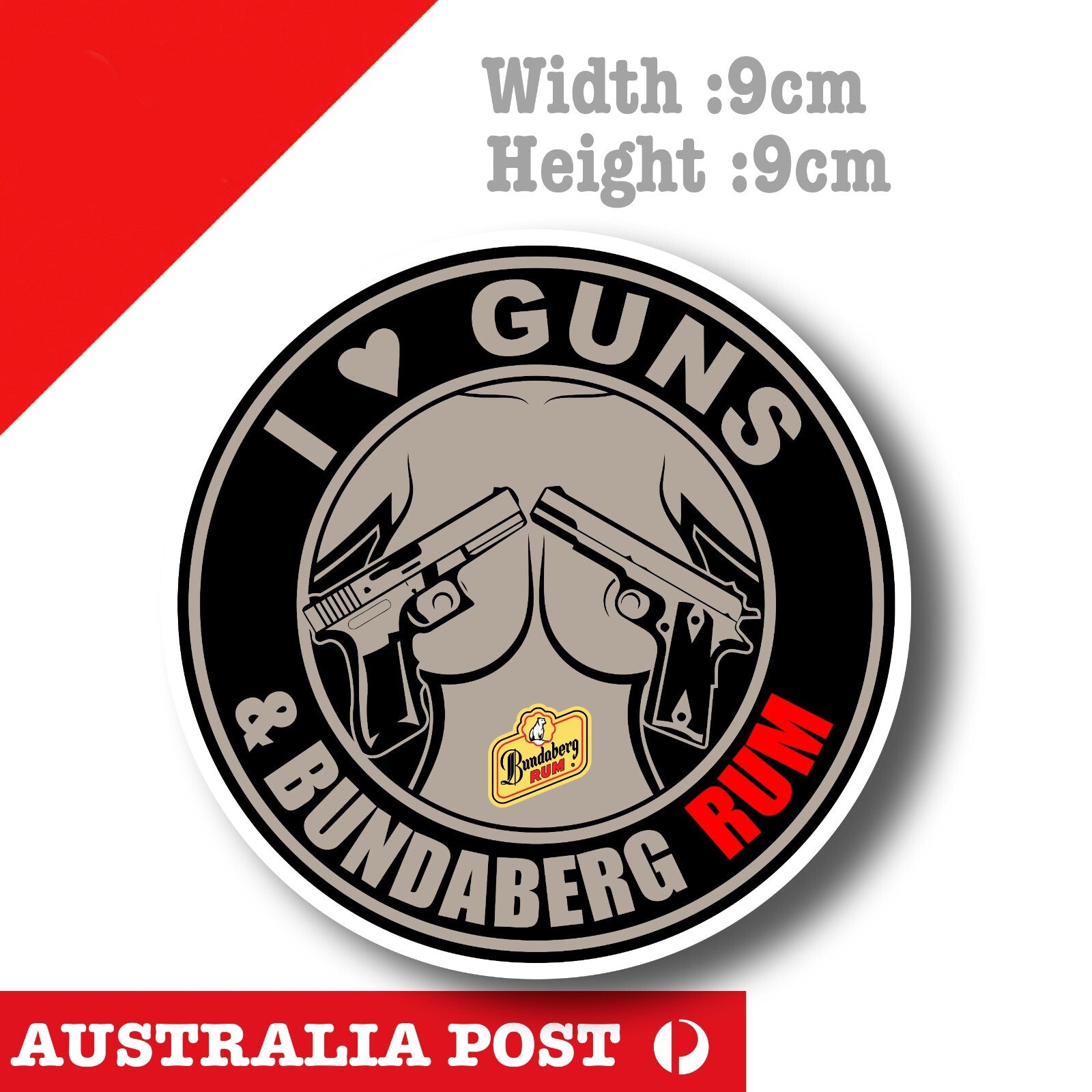 I love Guns & Bundaberg Rum Logo, Beer, Fridge, Toolbox Sticker