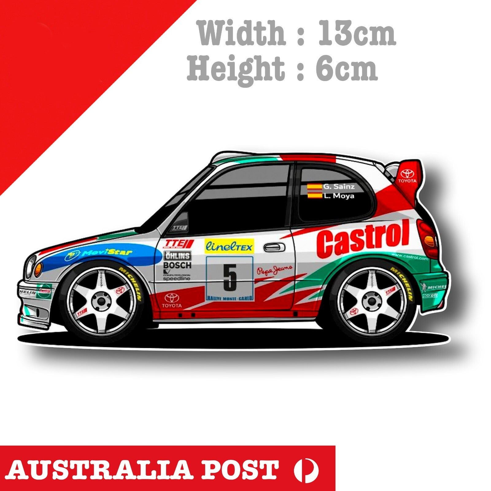 Castrol 1997 TOYOTA Corolla WRC, Rally Race Car Sticker
