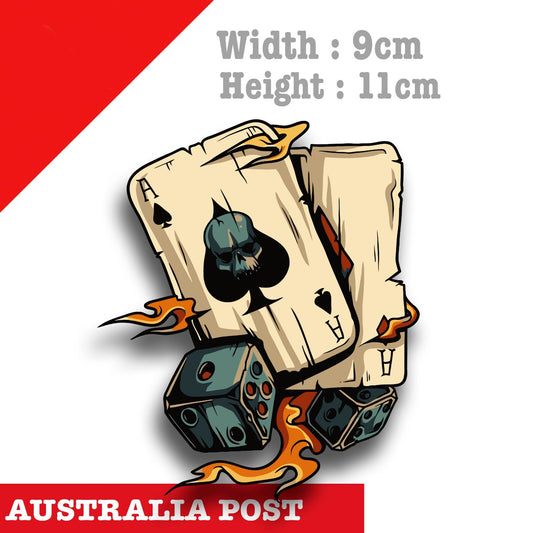 Ace Of Spade Skull Playing Card with Dice, Skull Playing Card with flame Sticker