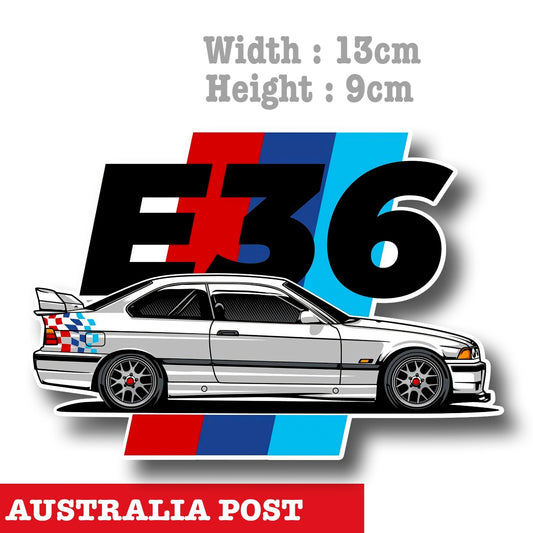 BMW E36 M3 Car, BMW 3 Series E36 Model Car Sticker