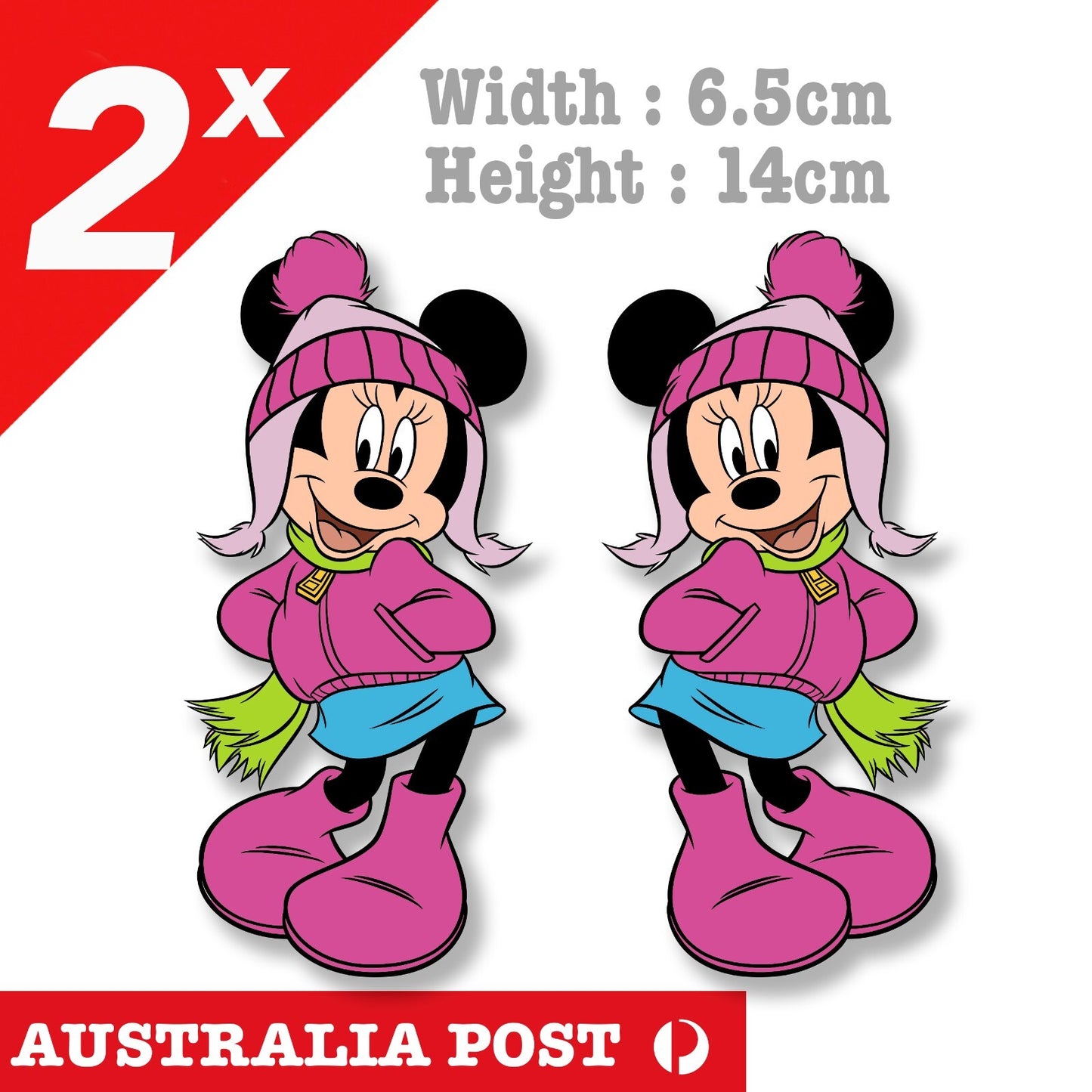 Minnie Mouse Pink Jacket Snow Cute Cartoon Stickers