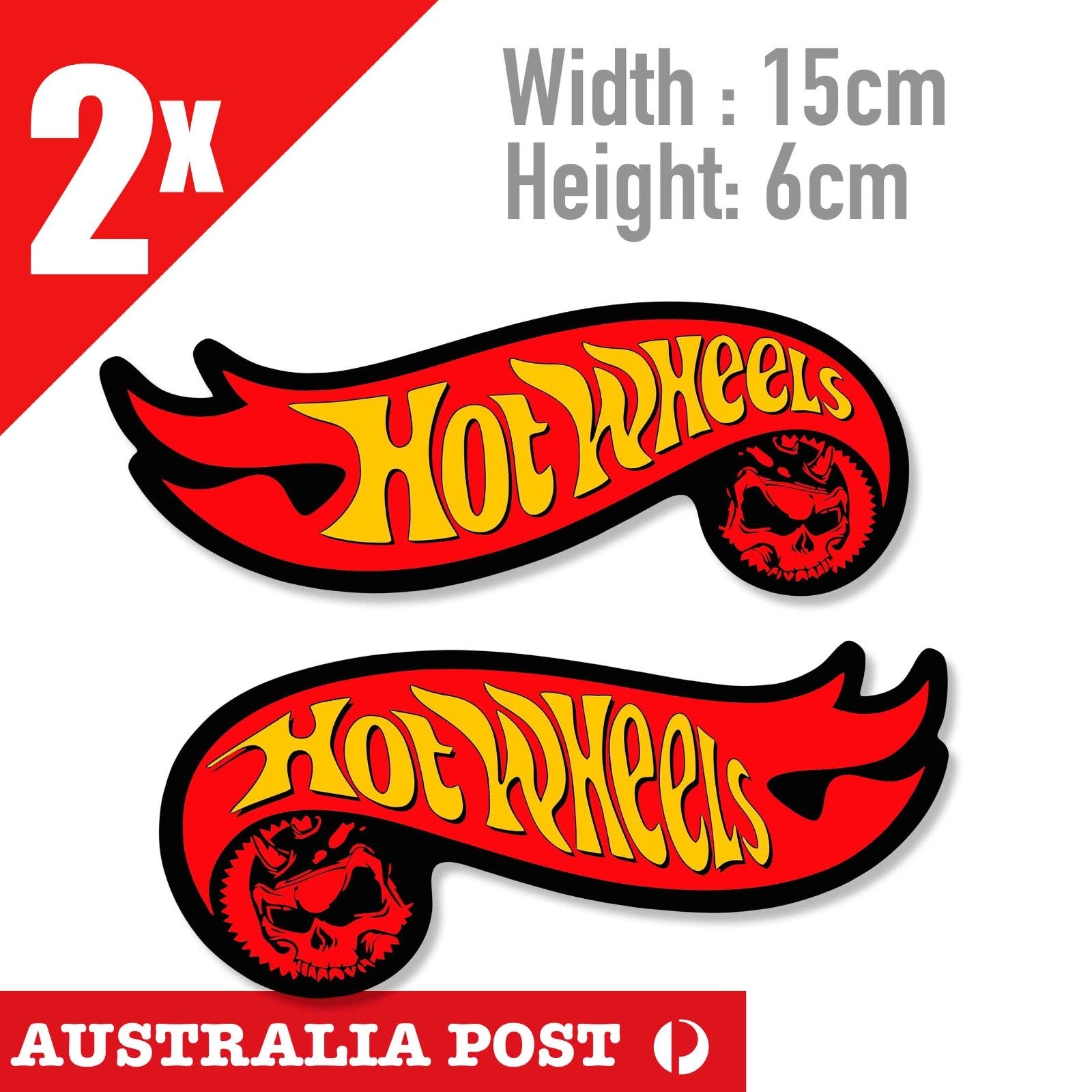 HOTWHEELS  Skull Stickers Tank Motorbike Toolbox,  Helmet Sticker