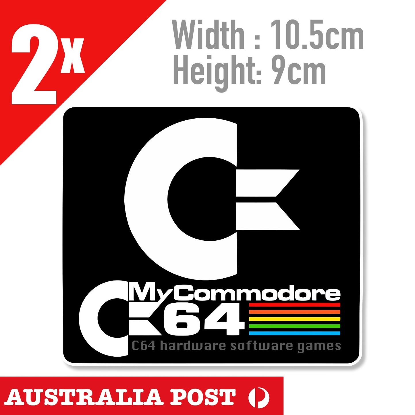 Commodore 64 Vintage Retro Logo x2 Stickers