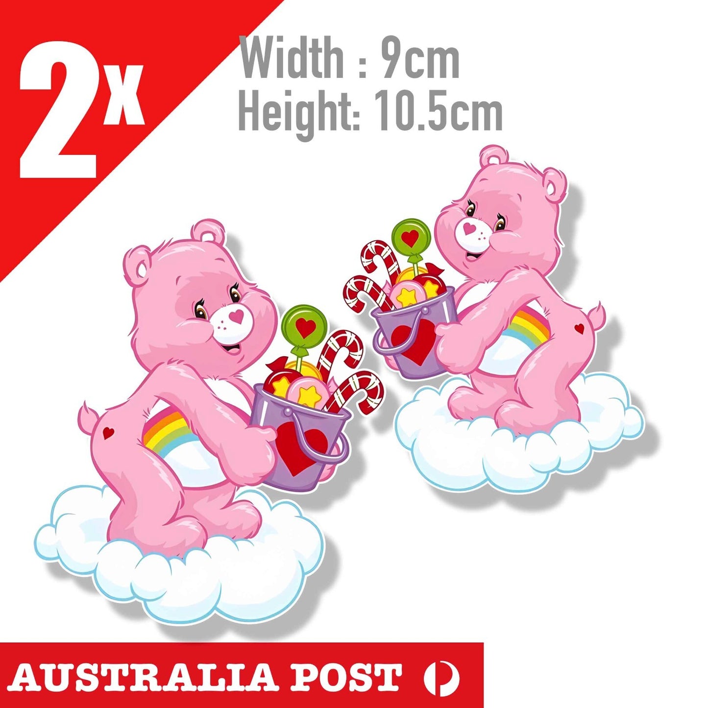 Care Bear Cheer Bear, Cute Candy Care Bear on Clouds Stickers