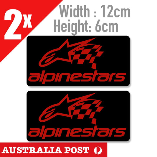 Alpinestars Logo Banner Motorcycle Helmet , Fuel Tank 2x  RED Stickers