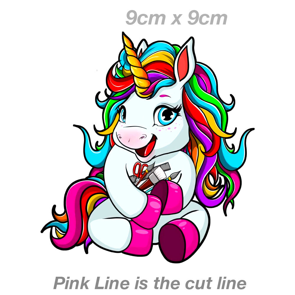 Unicorn Sticker Crafty Cute Unicorn with Rainbow Hair Vinyl  Sticker 