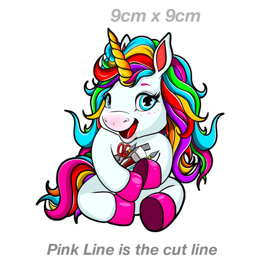 Unicorn Sticker Crafty Cute Unicorn with Rainbow Hair Vinyl  Sticker 