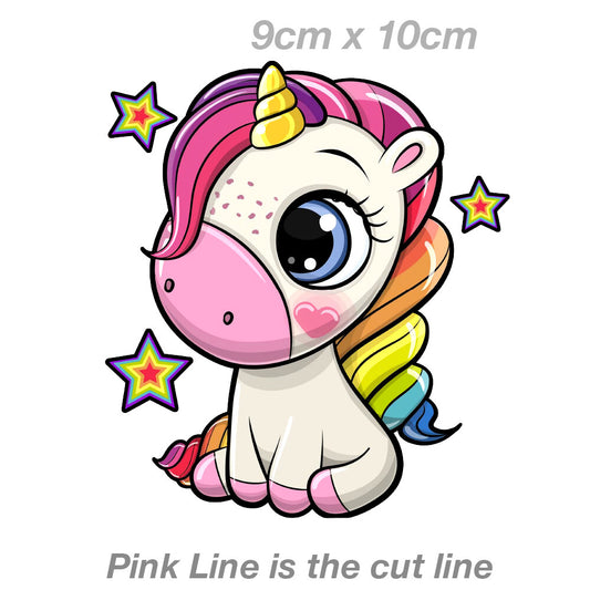 Unicorn Sticker Baby Cute Unicorn with Rainbow Stars Vinyl  Sticker 