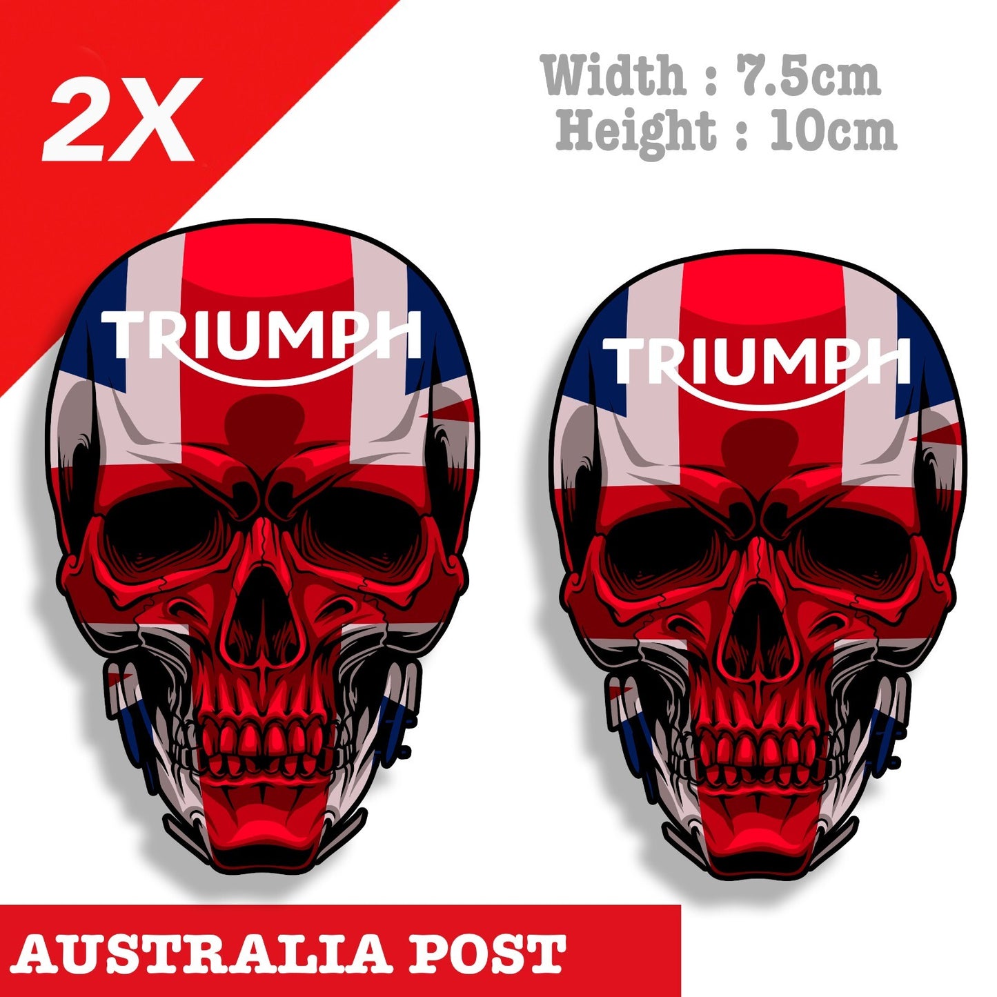 Triumph Motorcycle Skull British Flag Logo Stickers