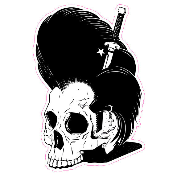 Skull with Dagger in Head   Laptop , Car  Decal Sticker 