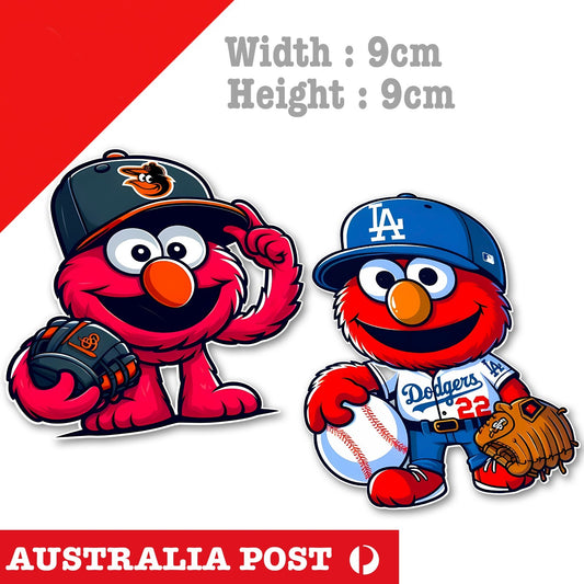 Elmo is a red & Blue Muppet Sesame Street Funny Basball Stickers