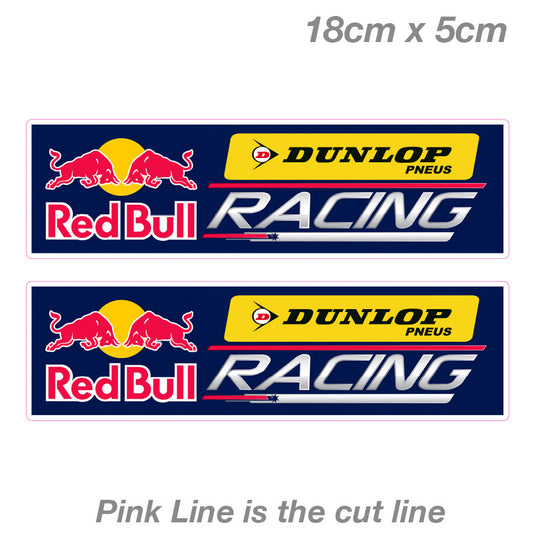 RED BULL DUNLOP Racing Team Slap Logo Laptop , Car  Vinyl  Sticker 