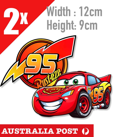 Disney Cars Lightning McQueen 95 Flame Number 2x Stickers