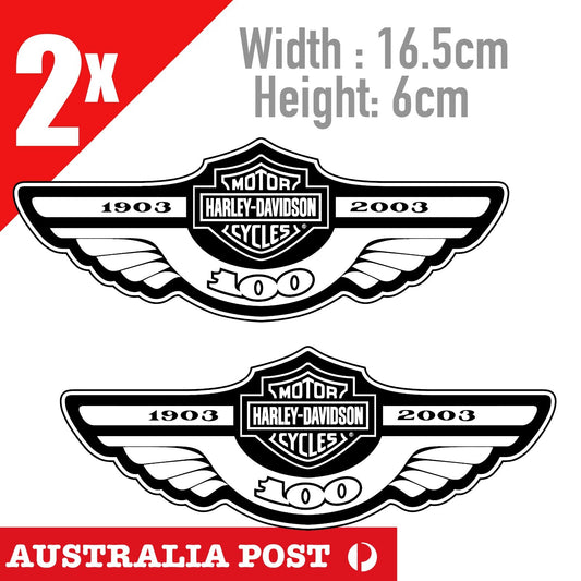 100 Year Anniversary Harley Davidson Wing logo Motorcycle Decal Stickers