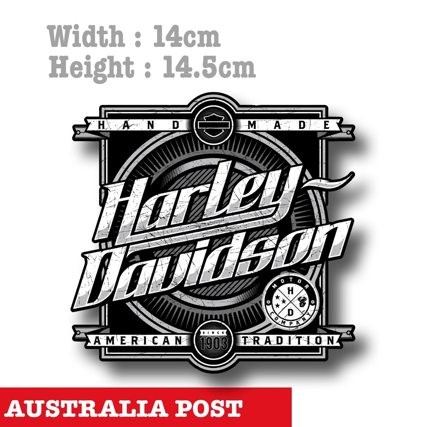 Harley Davidson Motorcycle Hand Made Logo  American Tradition Dyna Tank Sticker