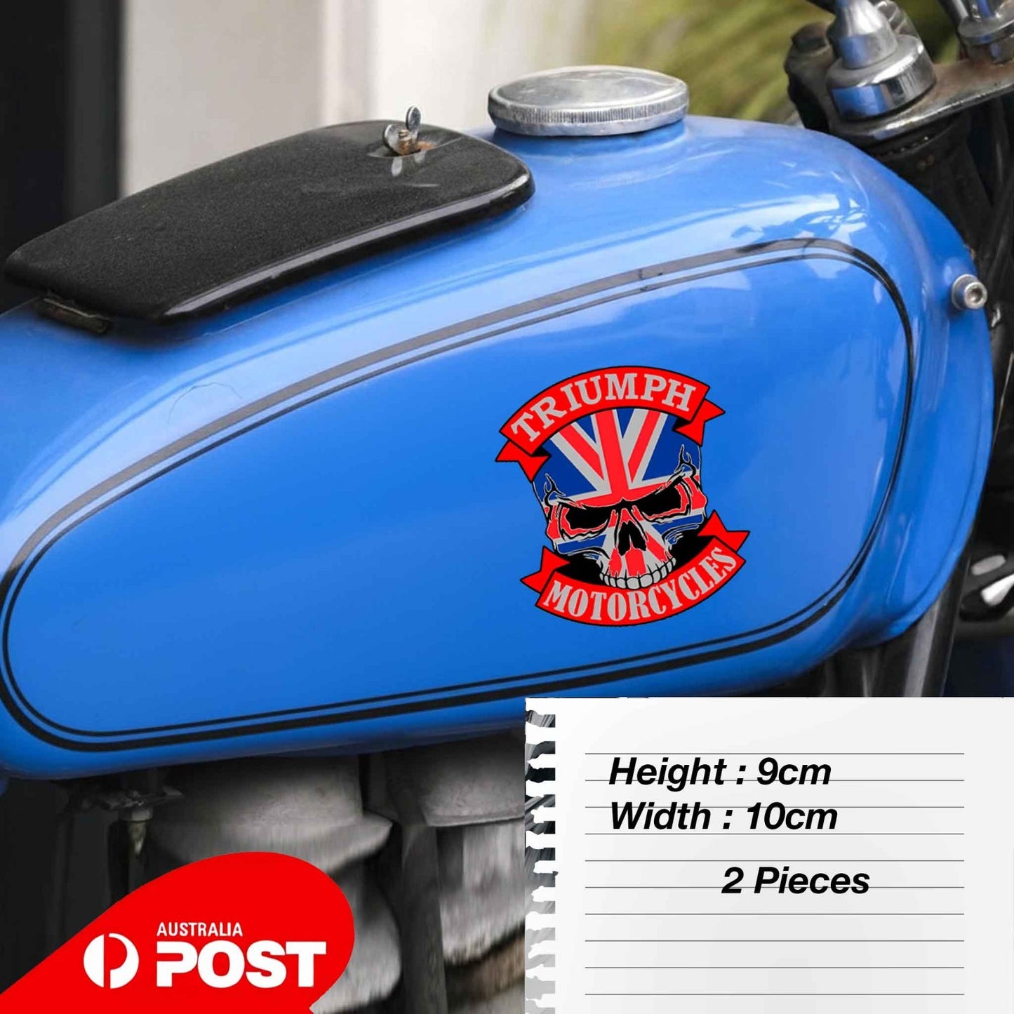 Triumph Motorcycle Skull Union Jack Flag Logo Kingdom, Helmet Bike Skull Sticker