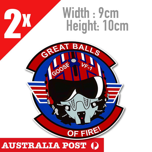 Top Gun GOOSE VF-1 Helmet - GREAT BALLS OF FIRE Stickers