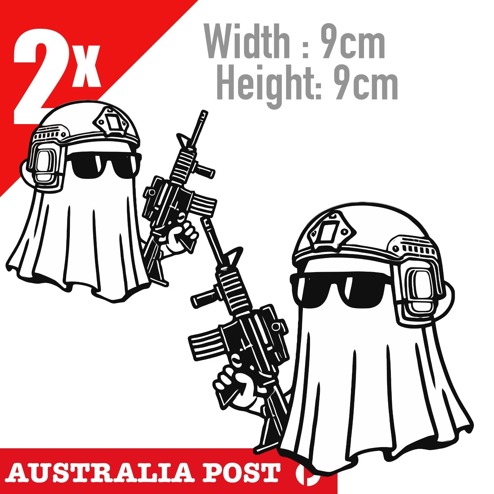 Ghost Recon Soldier Funny, Ghost with Machine Gun, Off Road, 4WD Stickers
