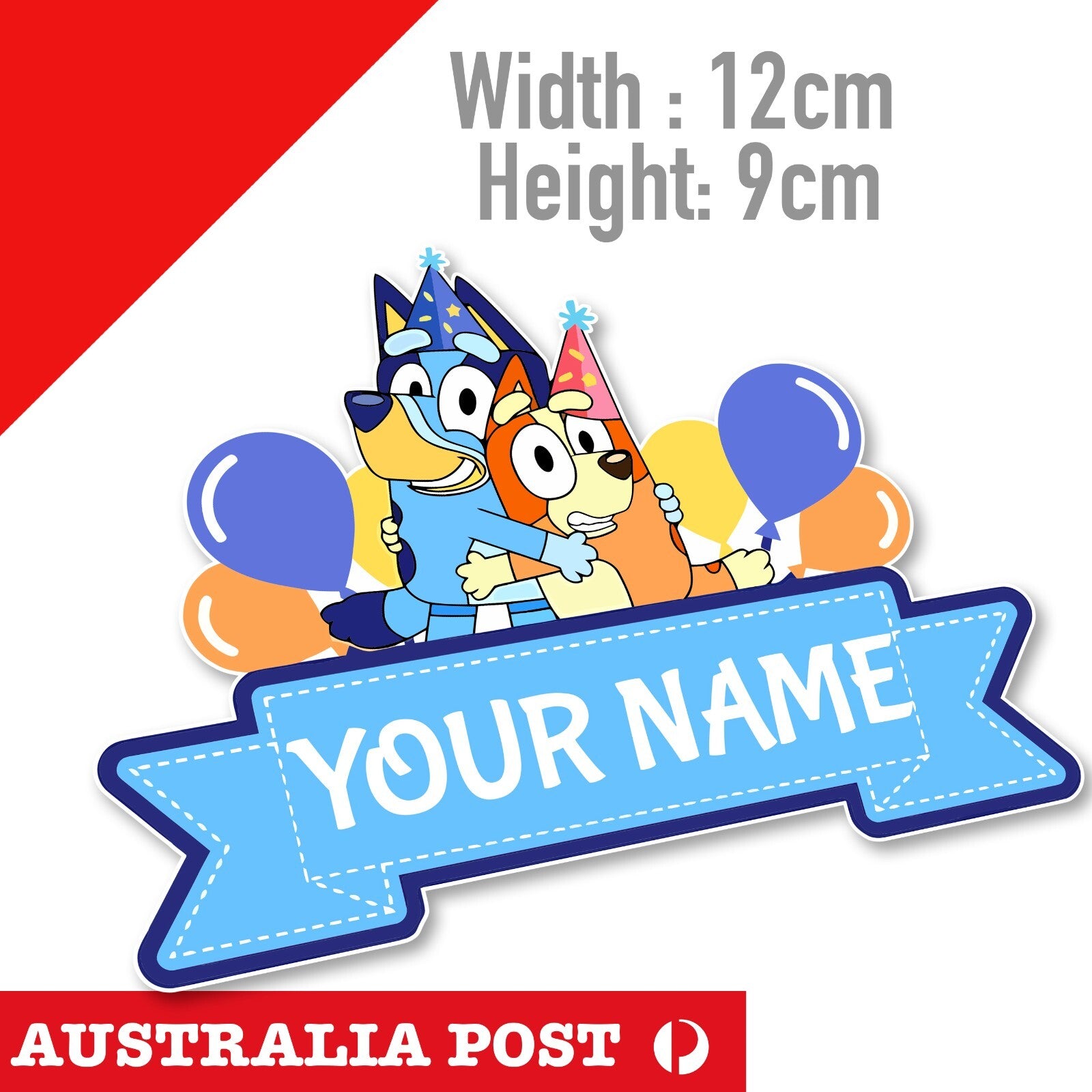 Bluey The Dog Birthday Custom Name Sticker