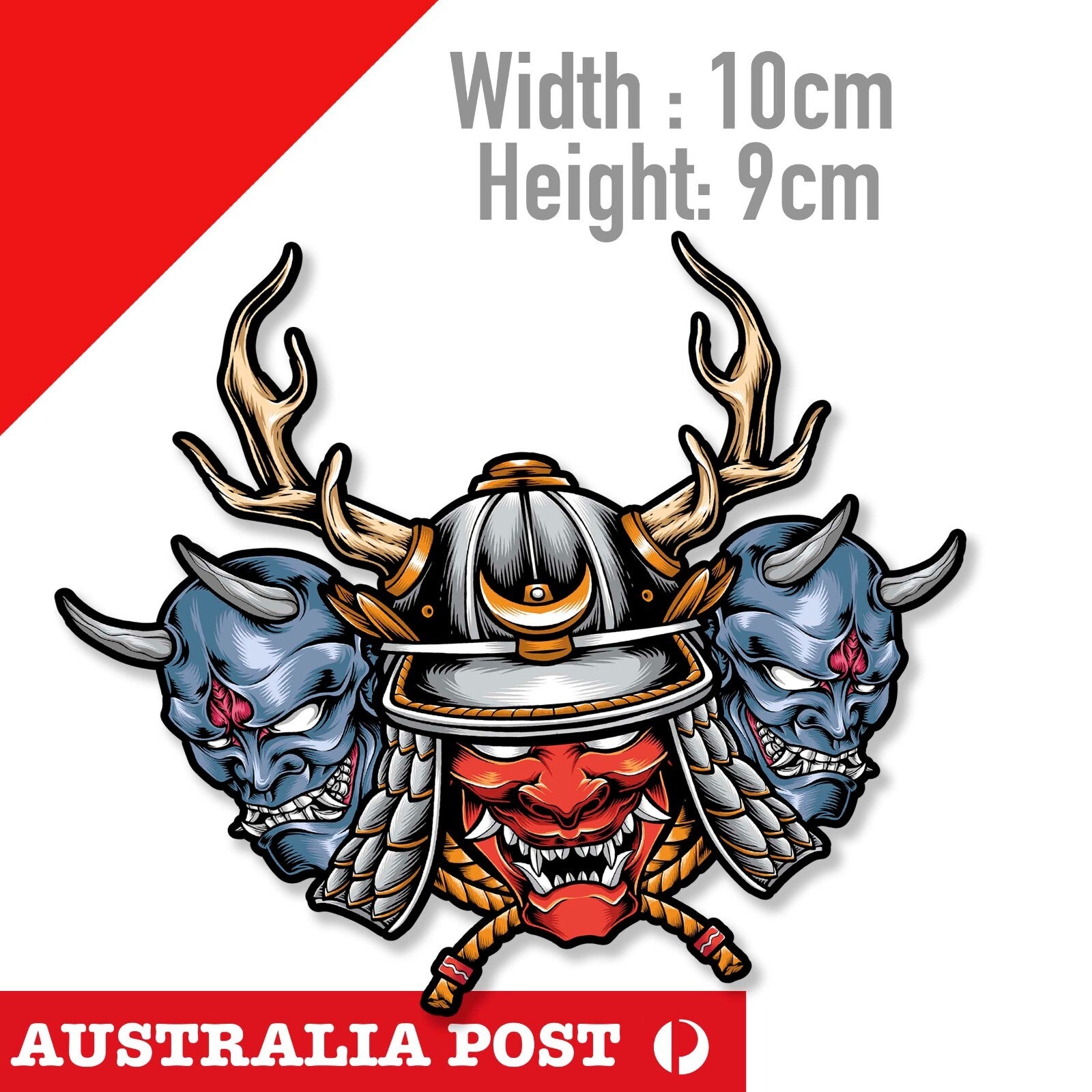 Demon Oni Mask , Skull Head With Horns,SKULL BAPHOMET, GOTHIC GRUNGE  Sticker