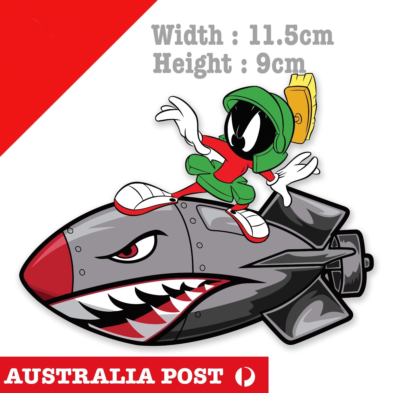 MARVIN the Martian Riding Angry Rocket Funny Looney Tunes Cartoon Sticker
