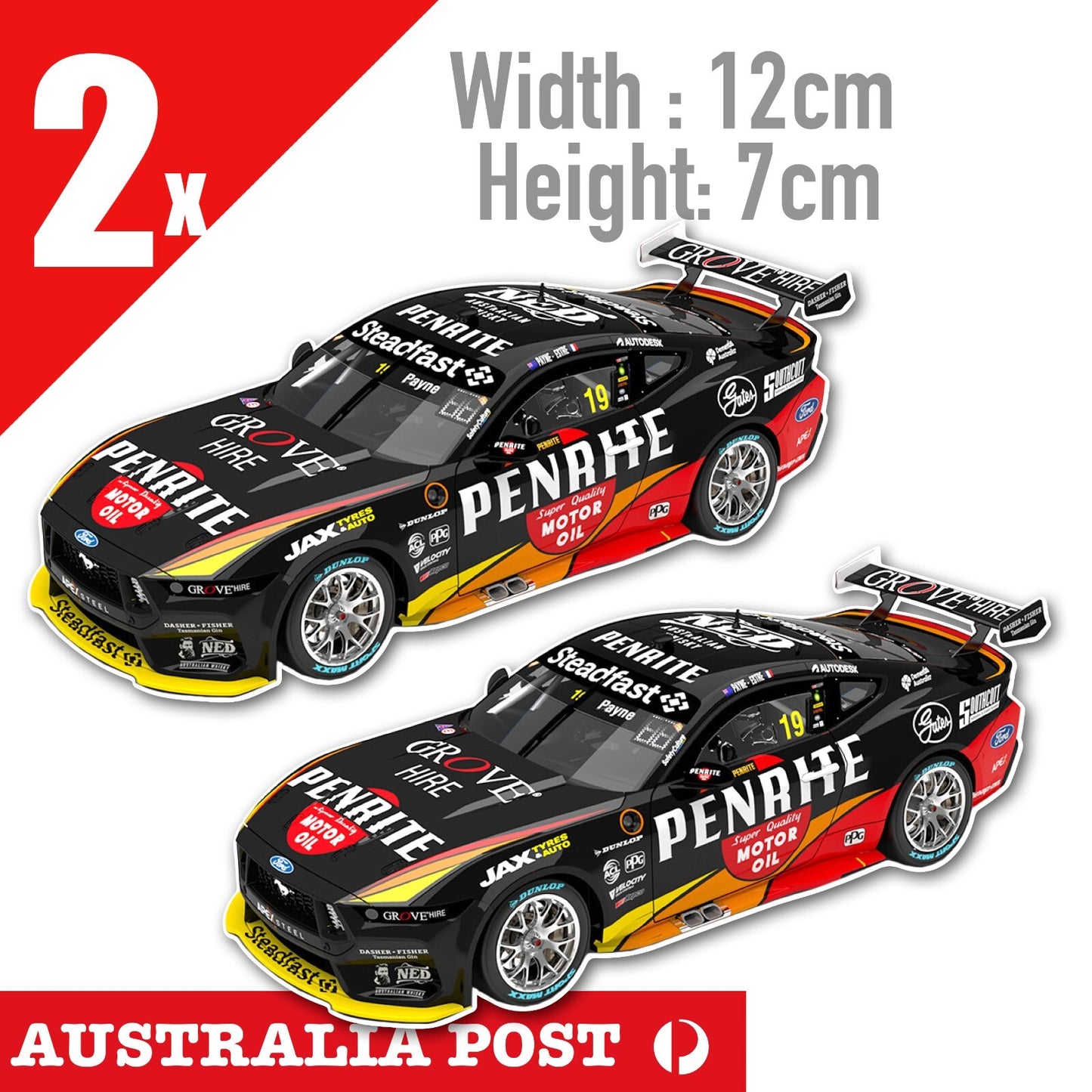 PENRITE Ford Mustang Racing V8 Grand Prix Racing Car Stickers