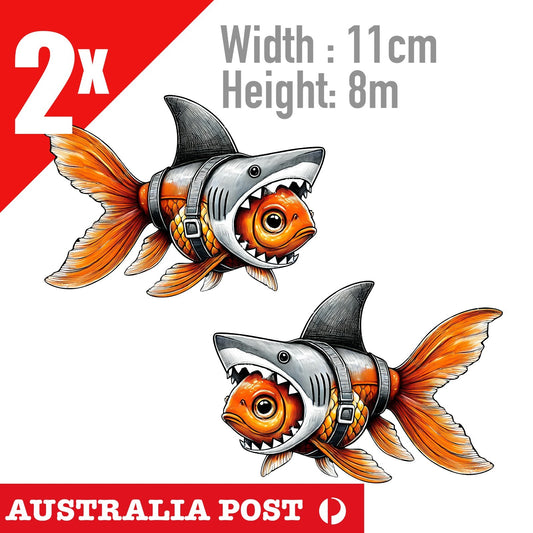 Gold fish in Shark Cloth Funny Fish, Animal, Aquarium Sticker