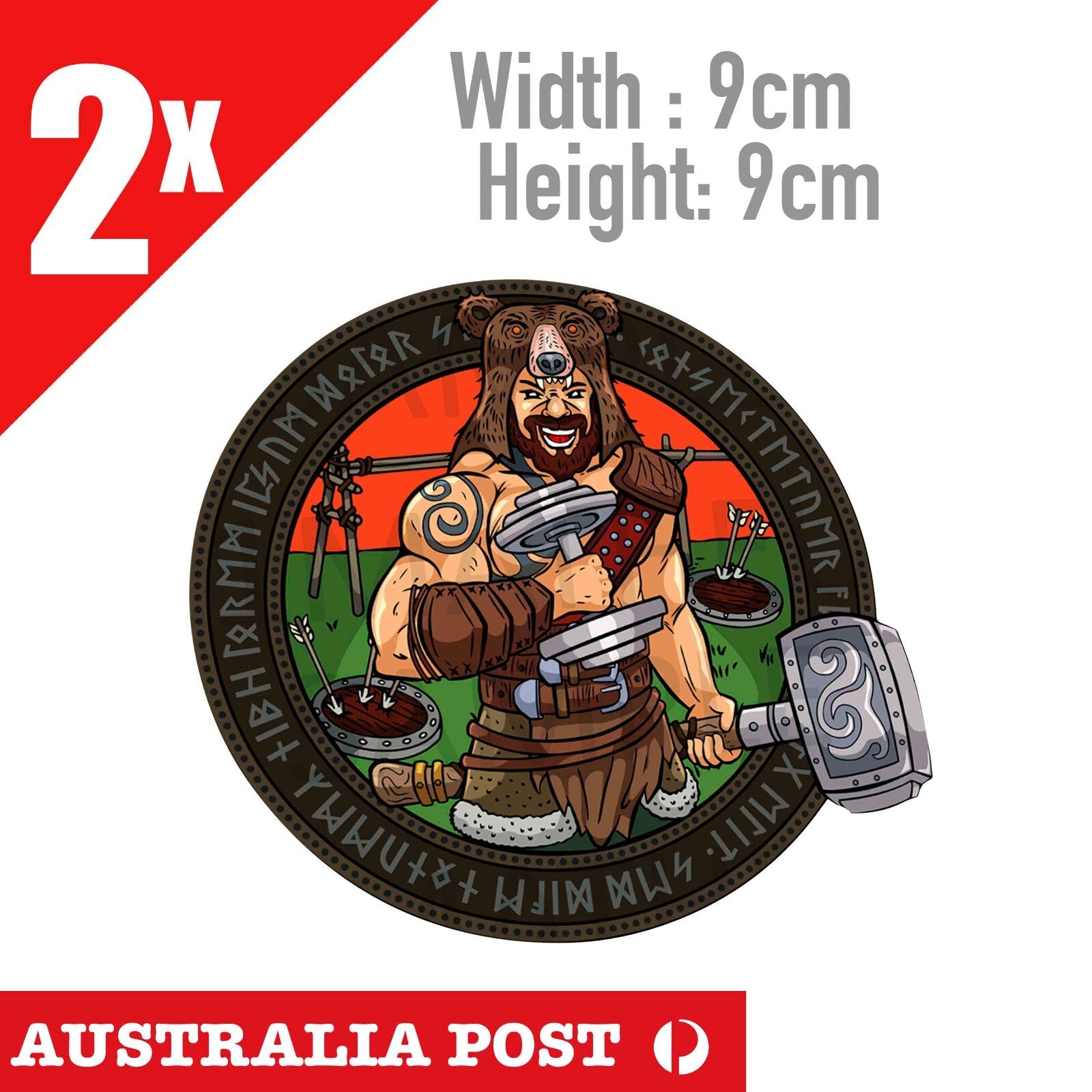 ODIN Viking Warrior Gym Round Laptop, Car  Stickers