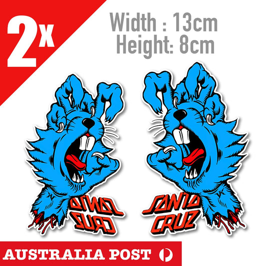 Santa Cruz  Screaming Hands Logo, Skateboard, Laptop , Bunny Funny Car  Sticker