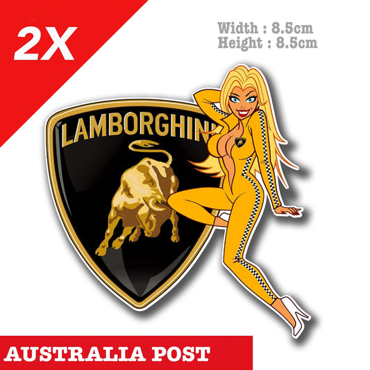 LAMBORGHINI Logo Pin up Girl Blonde Decal Vinyl Sticker 