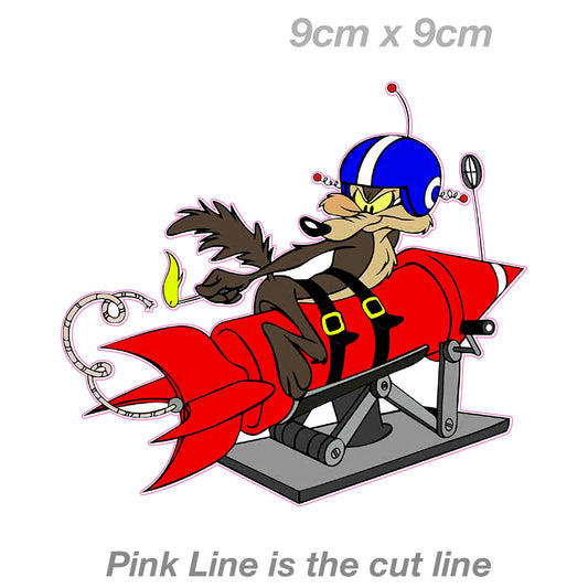 Road Runner Wilie.E Coyote On Rocket Laptop , Car  Vinyl  Sticker 