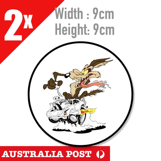 Road Runner Coyote Wile E  Hot Ride Muscle Car Funny Racing Sticker