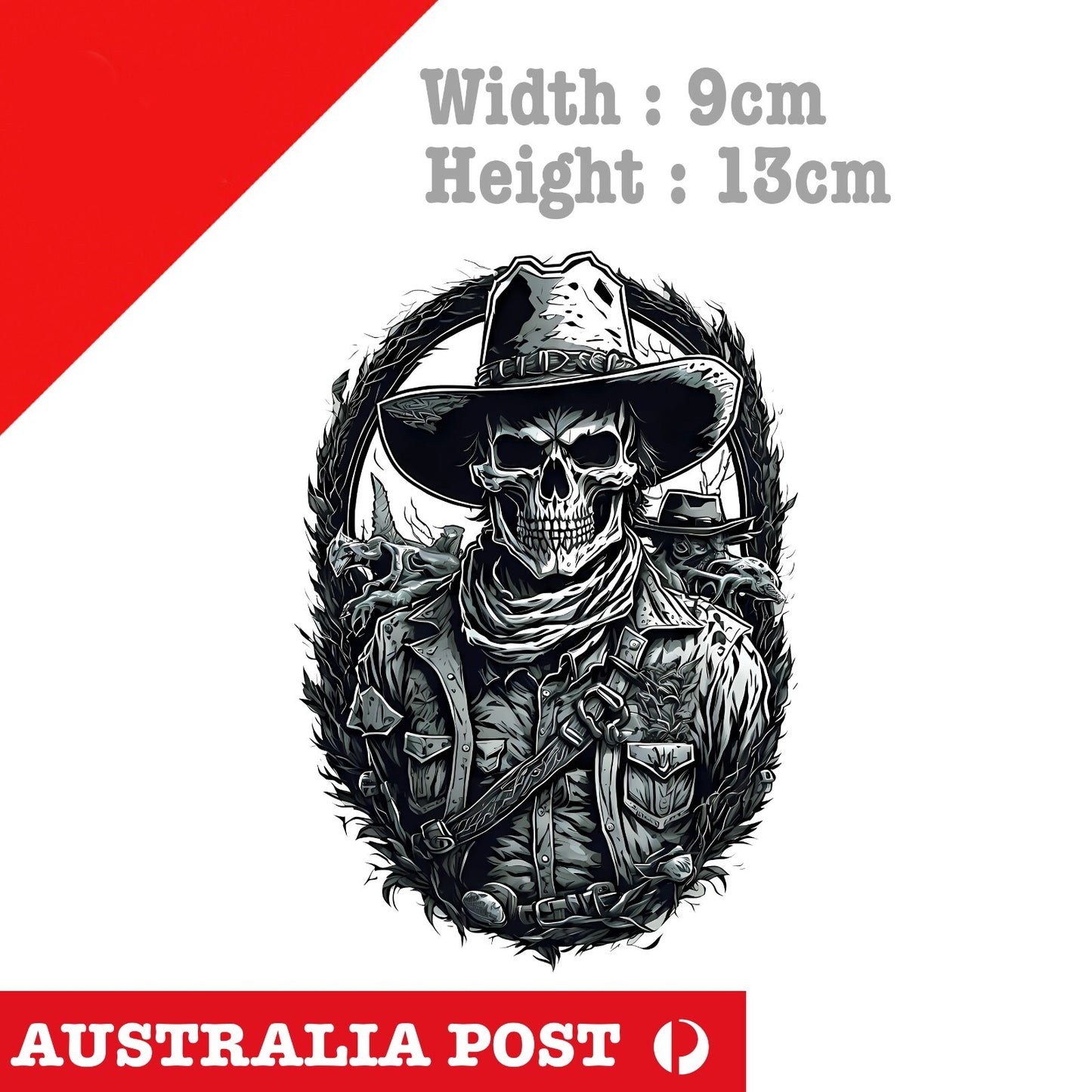 Cowboy Skull  Sheriff , Skull, Cowboy Scary Sticker