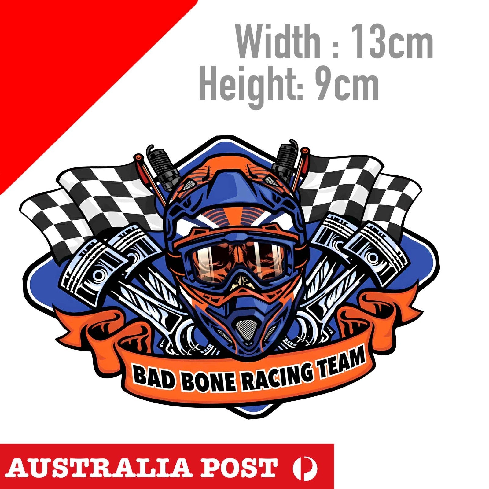 Bad Bone Racing Team Skull Biker - Laptop , Car  Decal Sticker