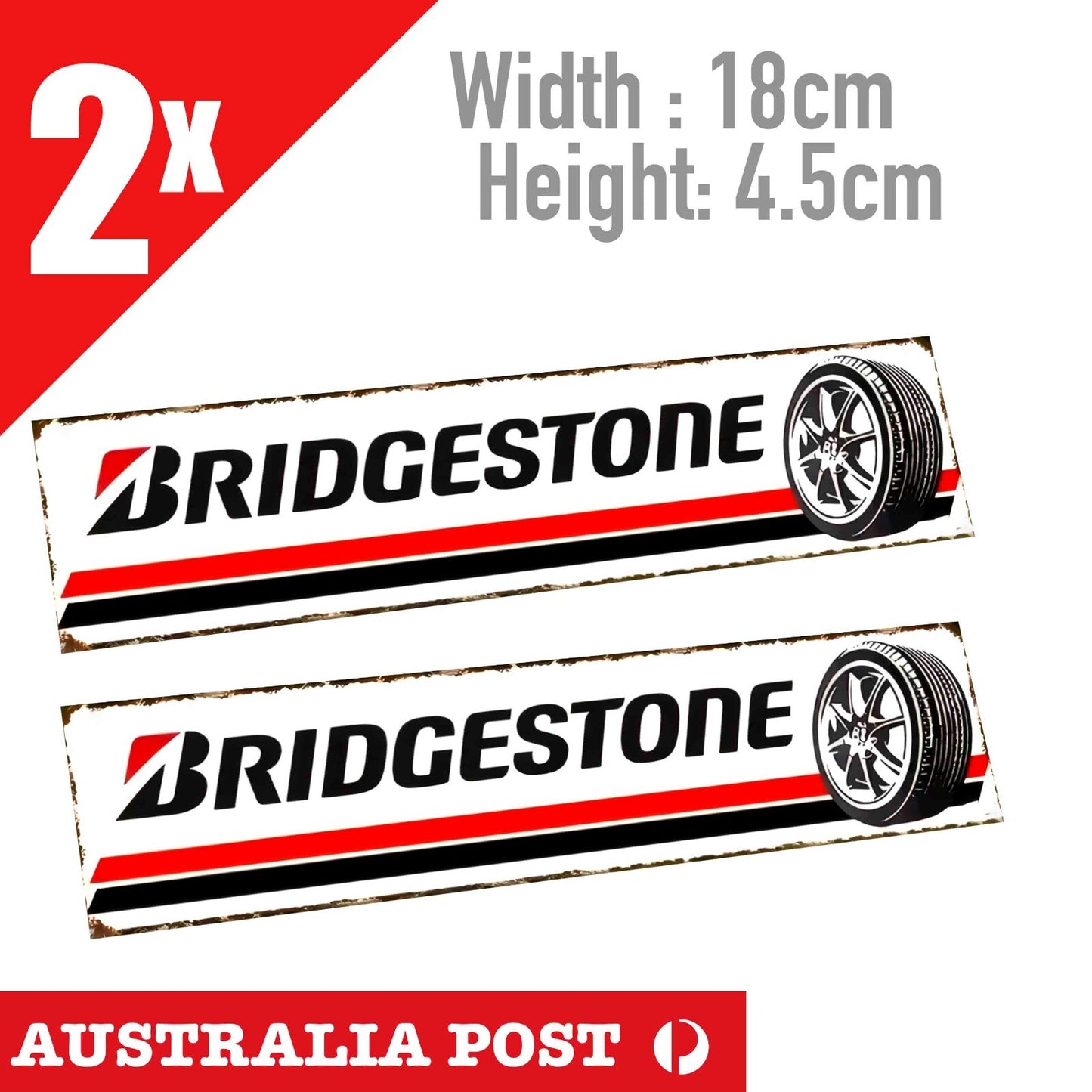 BRIDGESTONE Motorsport Racing Tyre Banner, Rustic, Vintage Dmaged Sticker