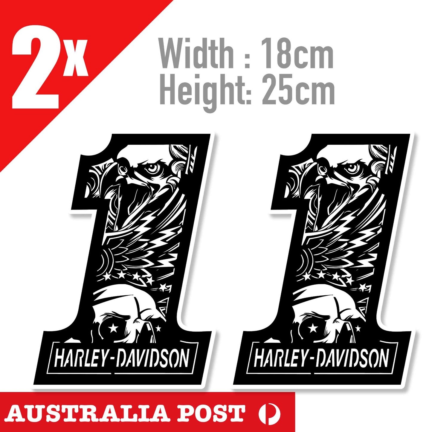 Skull Head Number 1 , Harley Davidson Motorcycle Number 1 Logo  Sticker