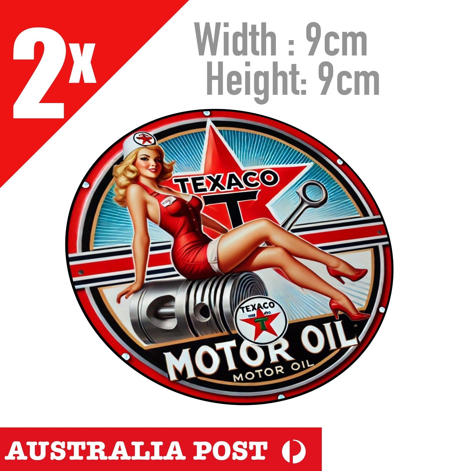TEXACO Sexy Pin Up Girl , Rustic Damaged Retro  Round Style Sticker