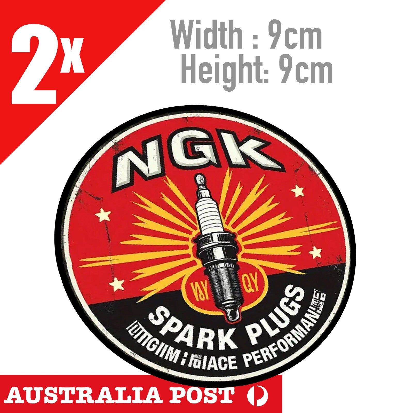 NGK Spark Plugs Round Rustic , Metal Style, Car, Garage , Mechanic Dirty Sticker