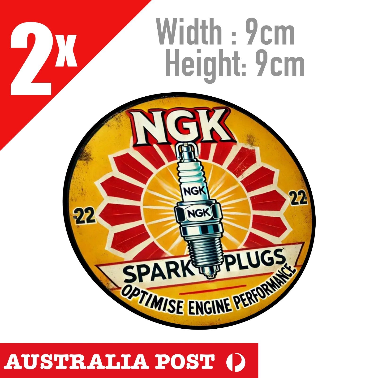 NGK Spark Plugs Round Rustic , Metal Style, Car, Garage , Mechanic Dirty Sticker
