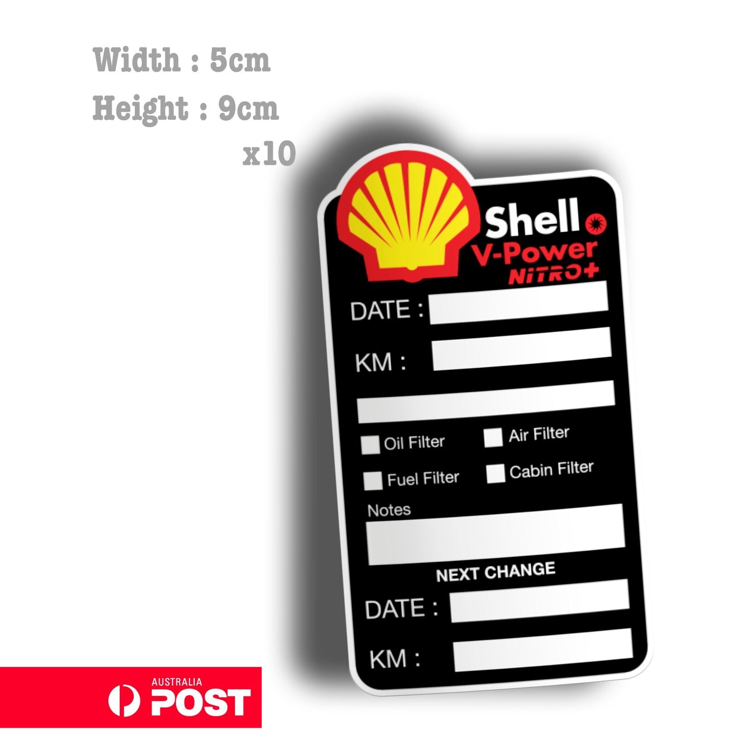 Shell V-Power Nitro  Oil Change Service Reminder x10 Stickers