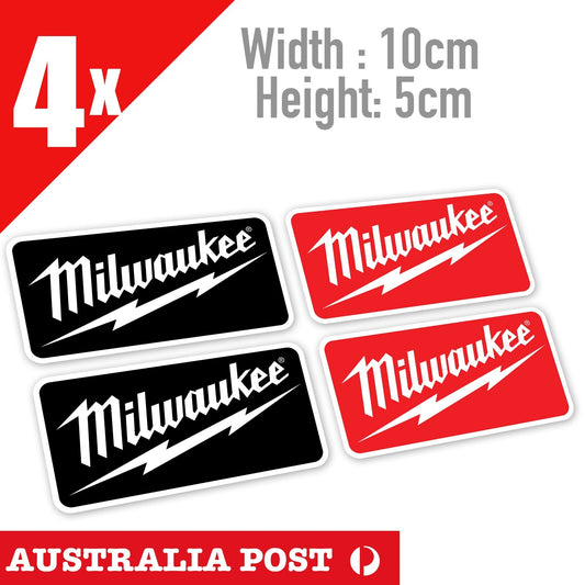 Milwaukee Electric Tool Logo, Power Tool Logo Vinyl x4 Stickers