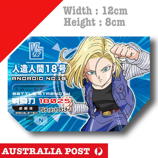 Dragon Ball Z ANDROID NO18 Power Card , Dragon Ball Z Decal Sticker