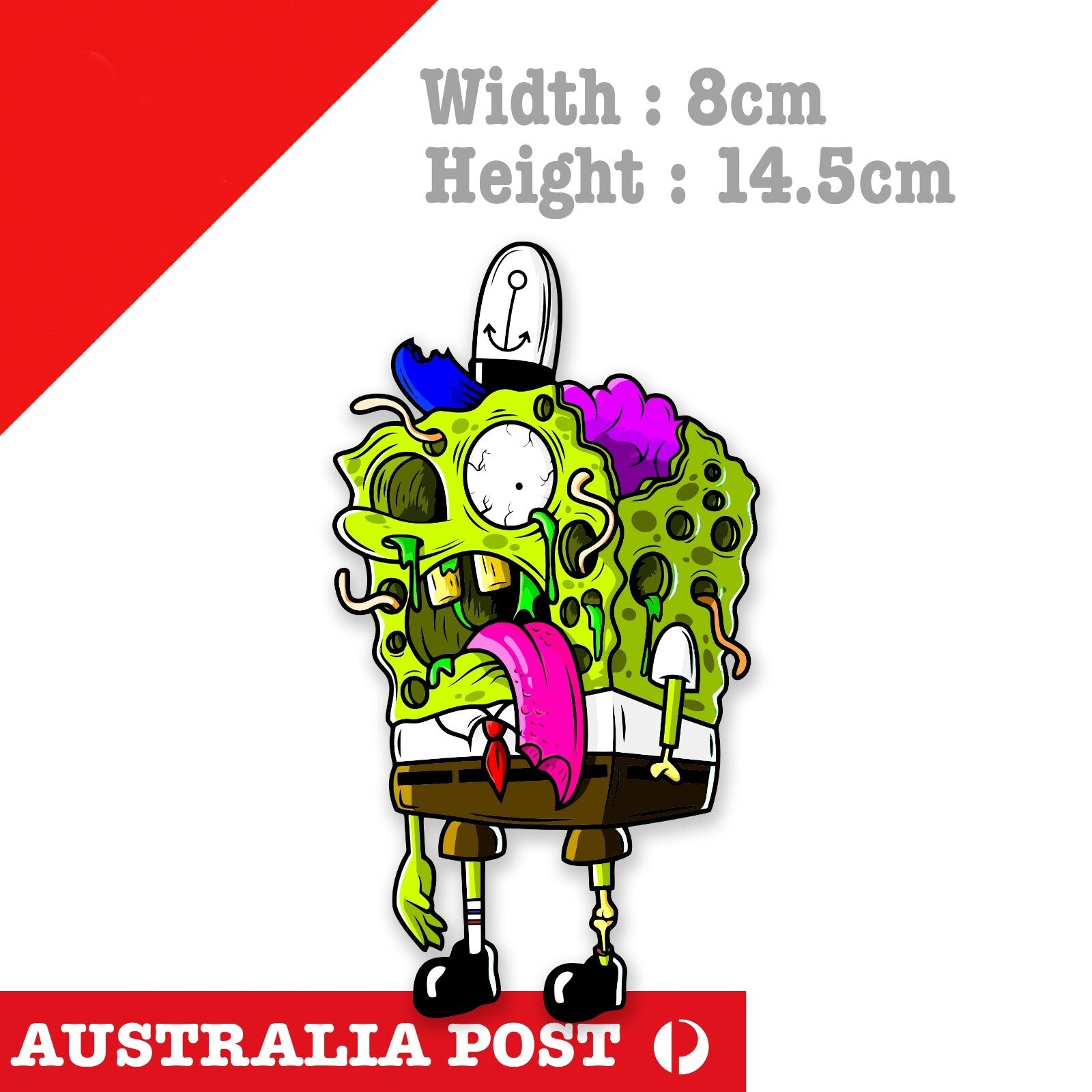 Zombie Sponge Bob, Sponge Bob Squire Pants Funny Zombie Cartoon Sticker