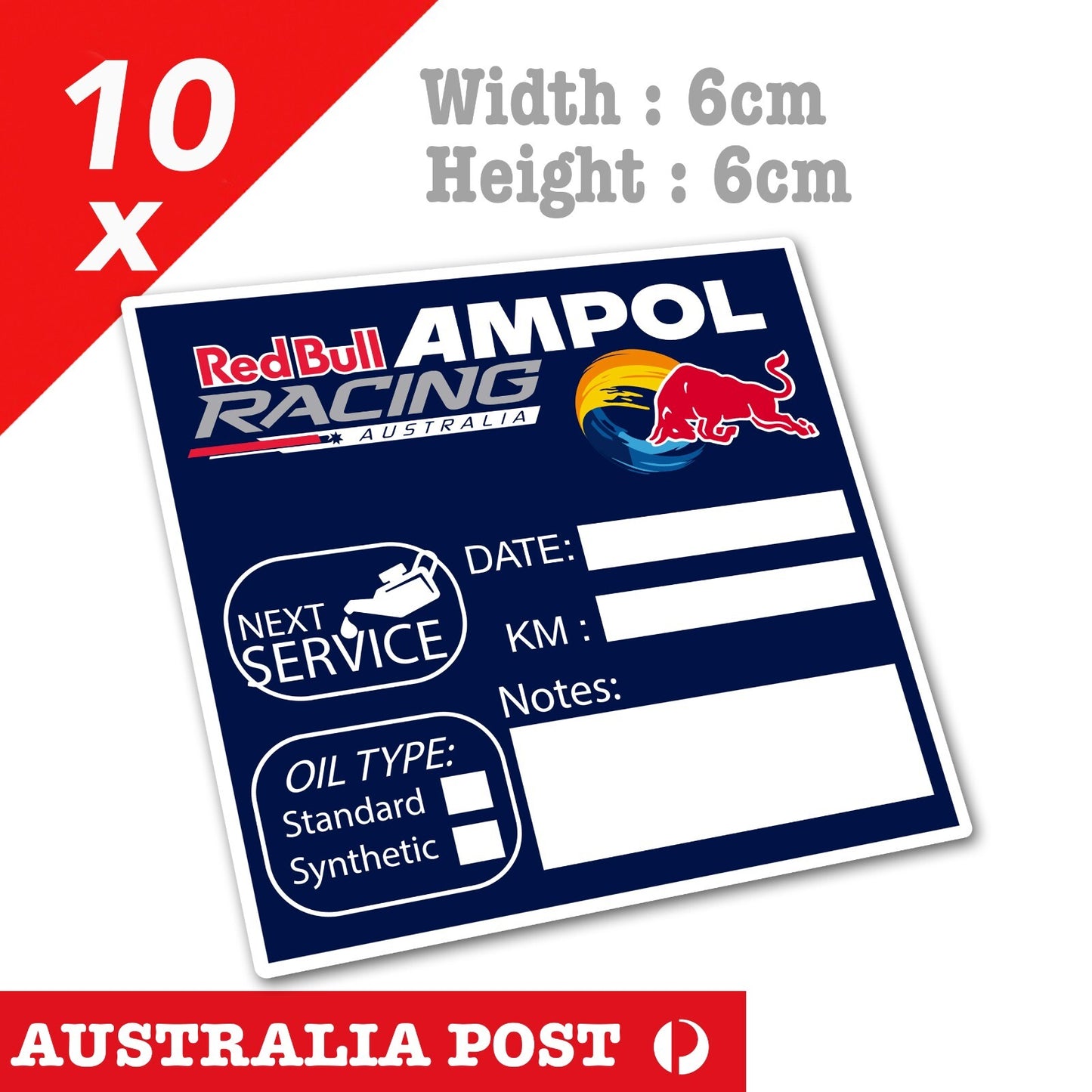 AMPOL RED BULL RACING, Oil Change Service Reminder Car Window Stickers