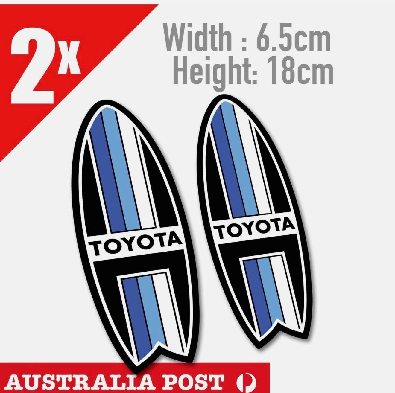 Toyota TRD Vintage Surf Board Logo, Hilux, 4WD, Off Road Decal x2 Stickers