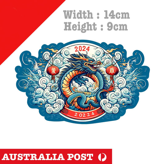 Wingchun Chinese Bklue  & Gold Dragon 2024 Laptop , Car  Decal Sticker